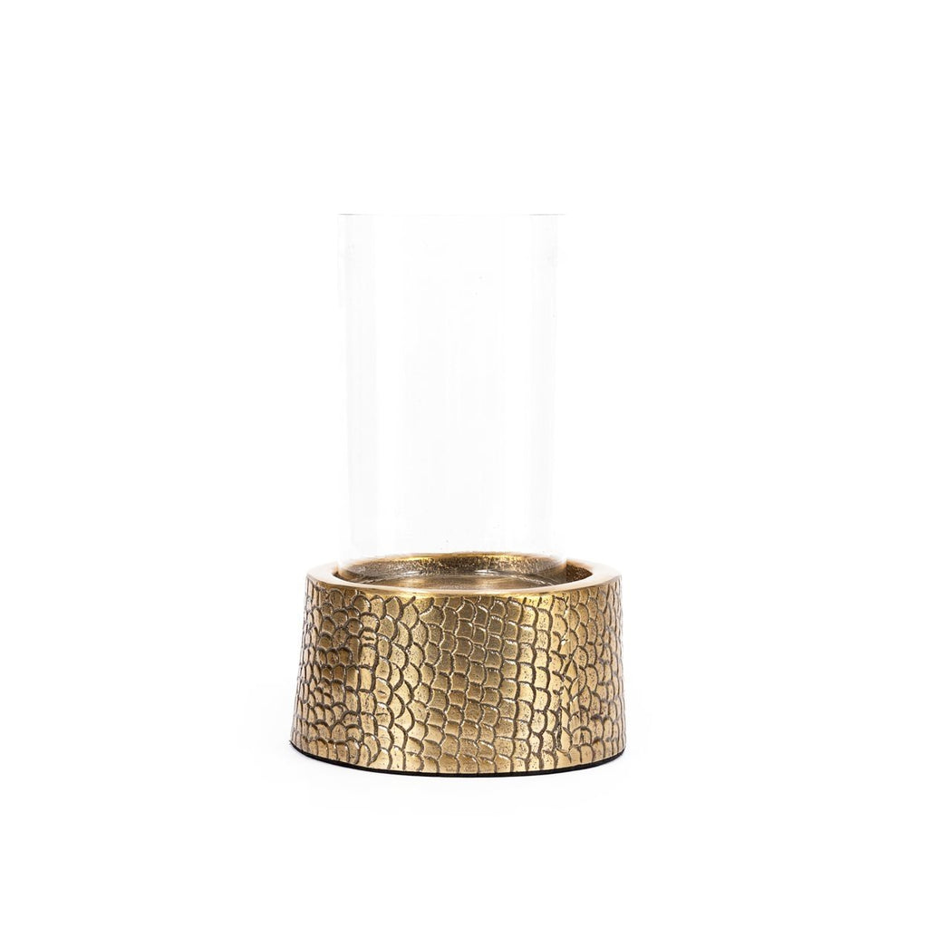 The Croco Candleholder with Glass - Brass - M