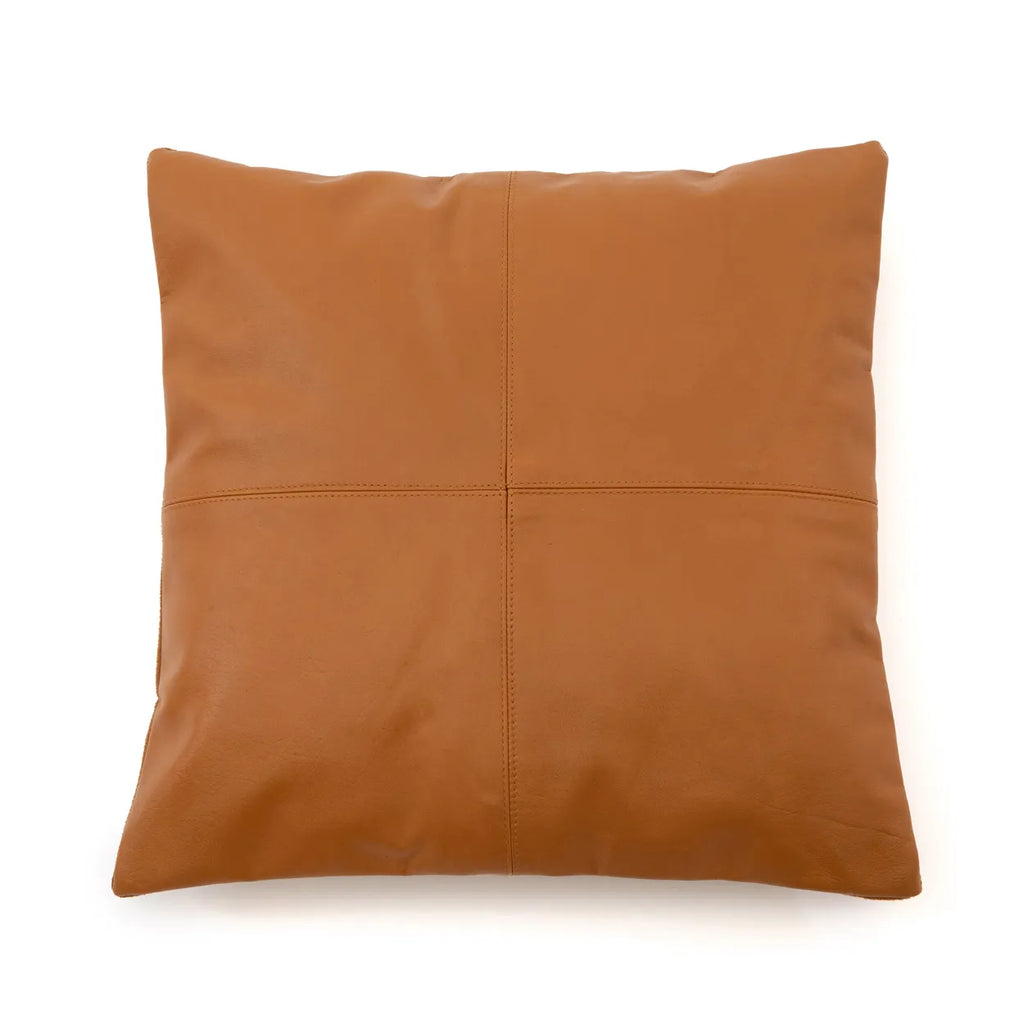 De Four Panel Leather Kussenhoes - Camel - 40x40