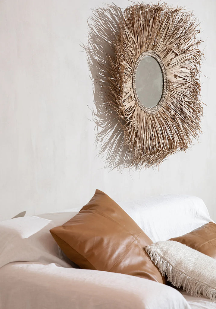 De Four Panel Leather Kussenhoes - Camel - 60x60 Bazar Bizar