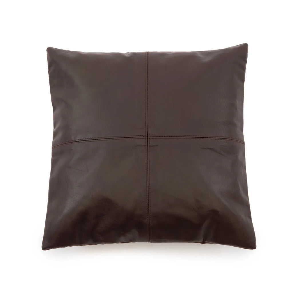 Housse de Coussin en Cuir à Quatre Panneaux - Chocolat - 40x40