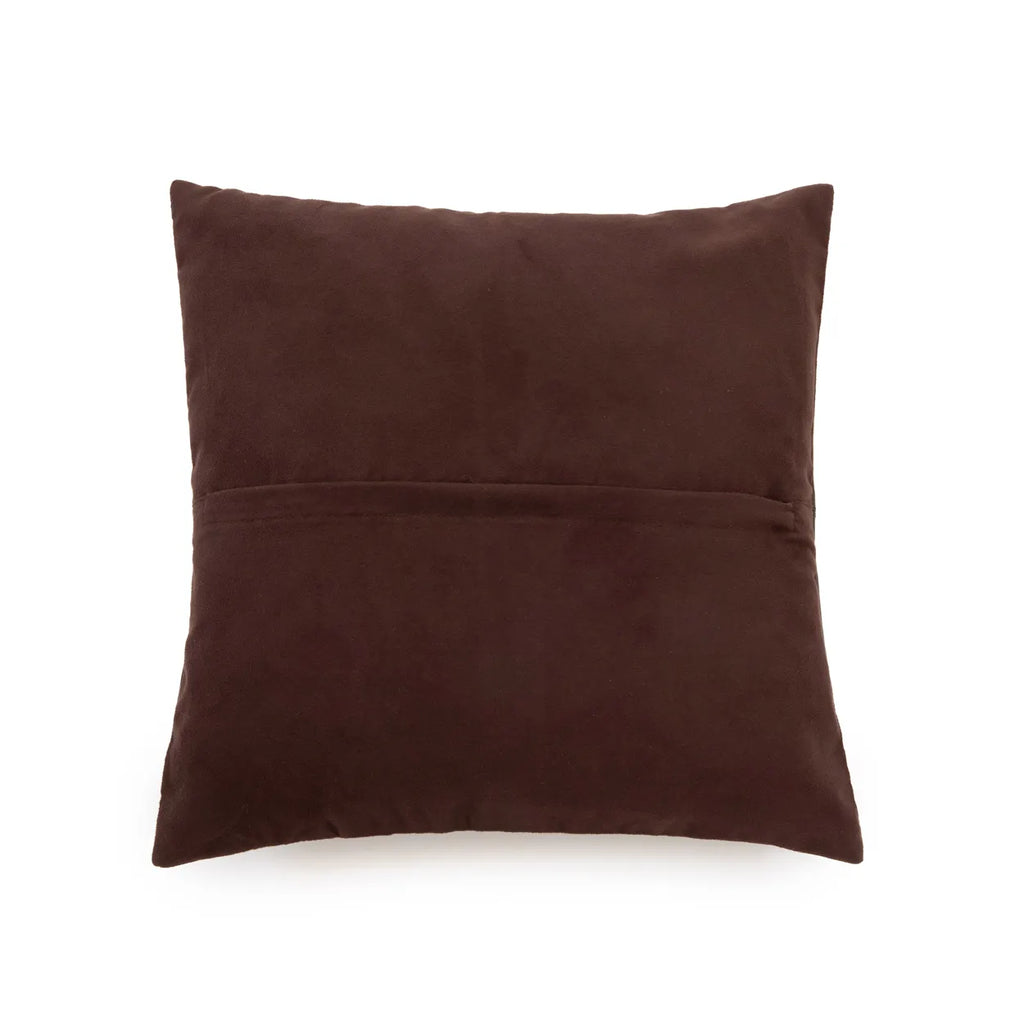 Housse de Coussin en Cuir à Quatre Panneaux - Chocolat - 40x40