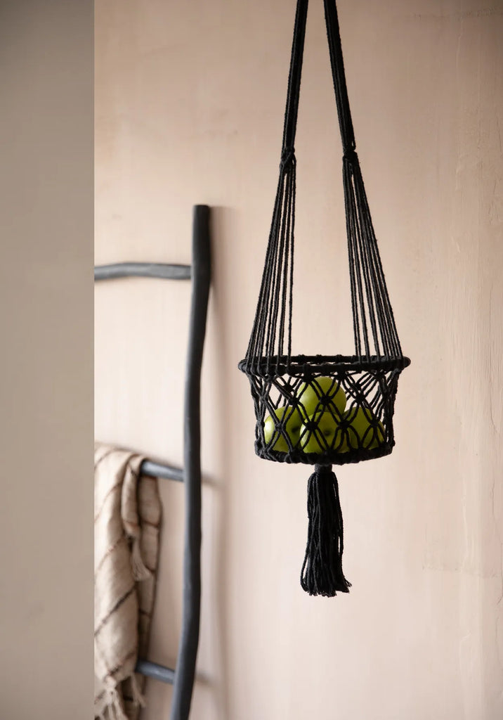 The Macrame Plant Hanger - Black - L