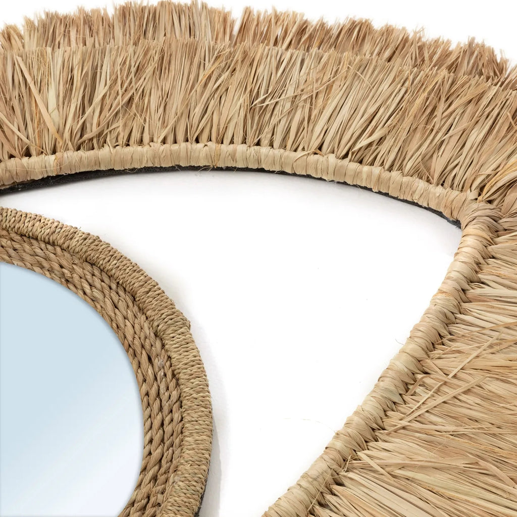 De Raffia Eye Spiegel - Naturel - M