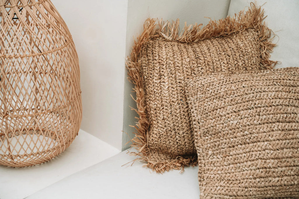 The Raffia Flores Cushion Cover - Natural - 40x40