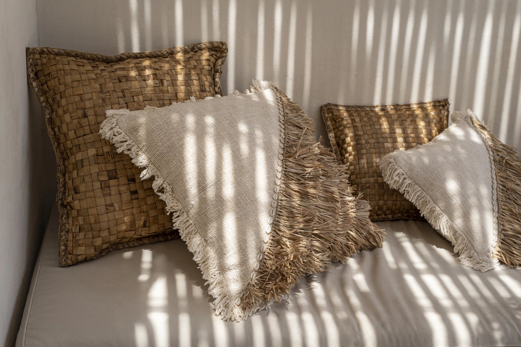The Raffia Cotton Cushion Cover - Natural White - 60x60