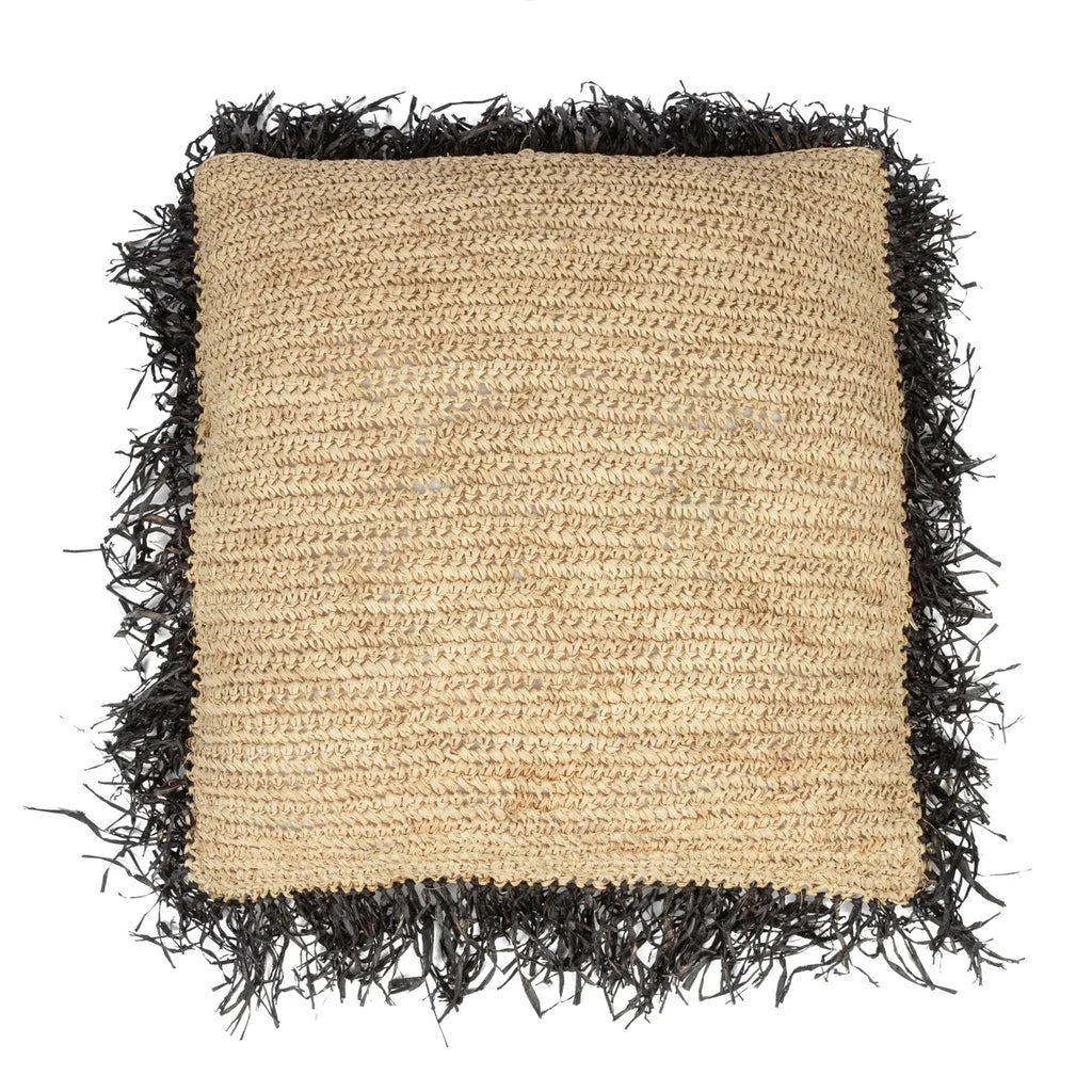 La Housse de Coussin Raphia - Noir Naturel - 60x60