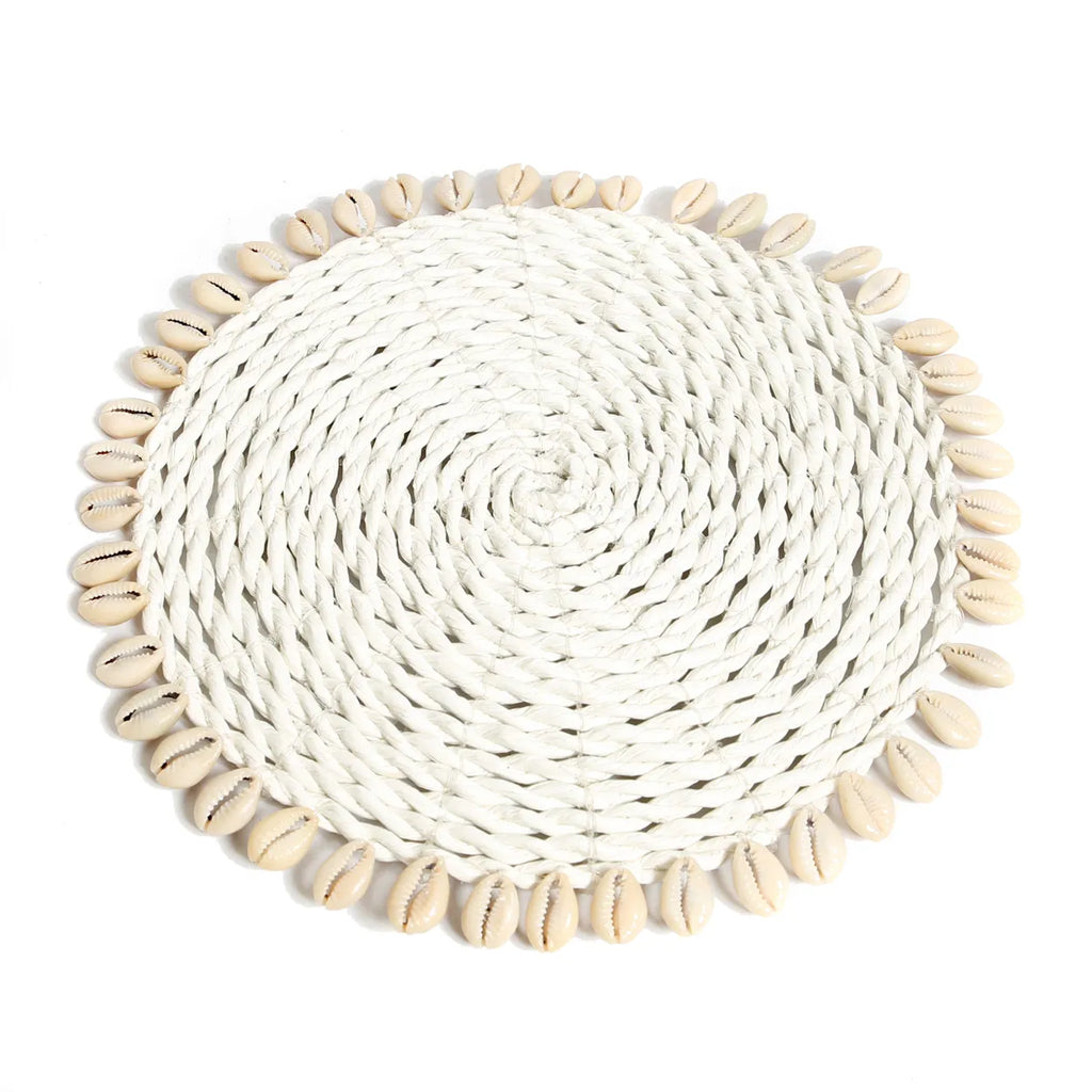 The Seagrass Shell Pot Coaster - White