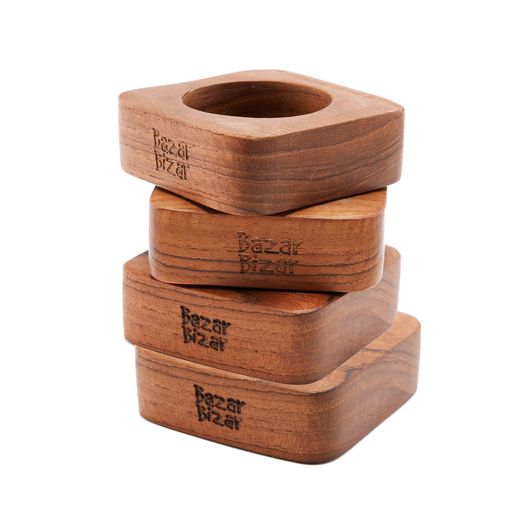 De Teak Root Servetring - Set van 4