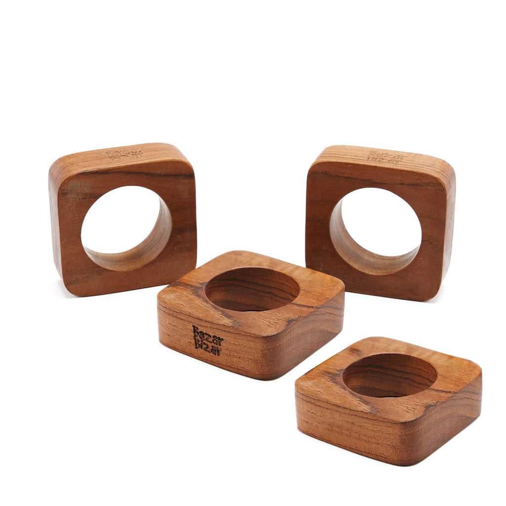 De Teak Root Servetring - Set van 4