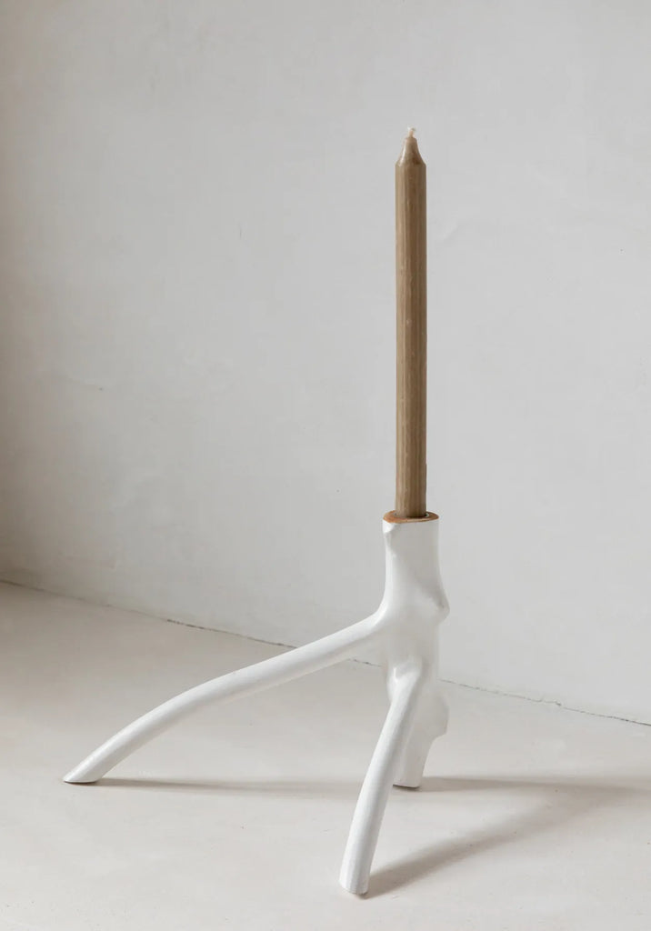 The Triple Twig Candle Holder - White