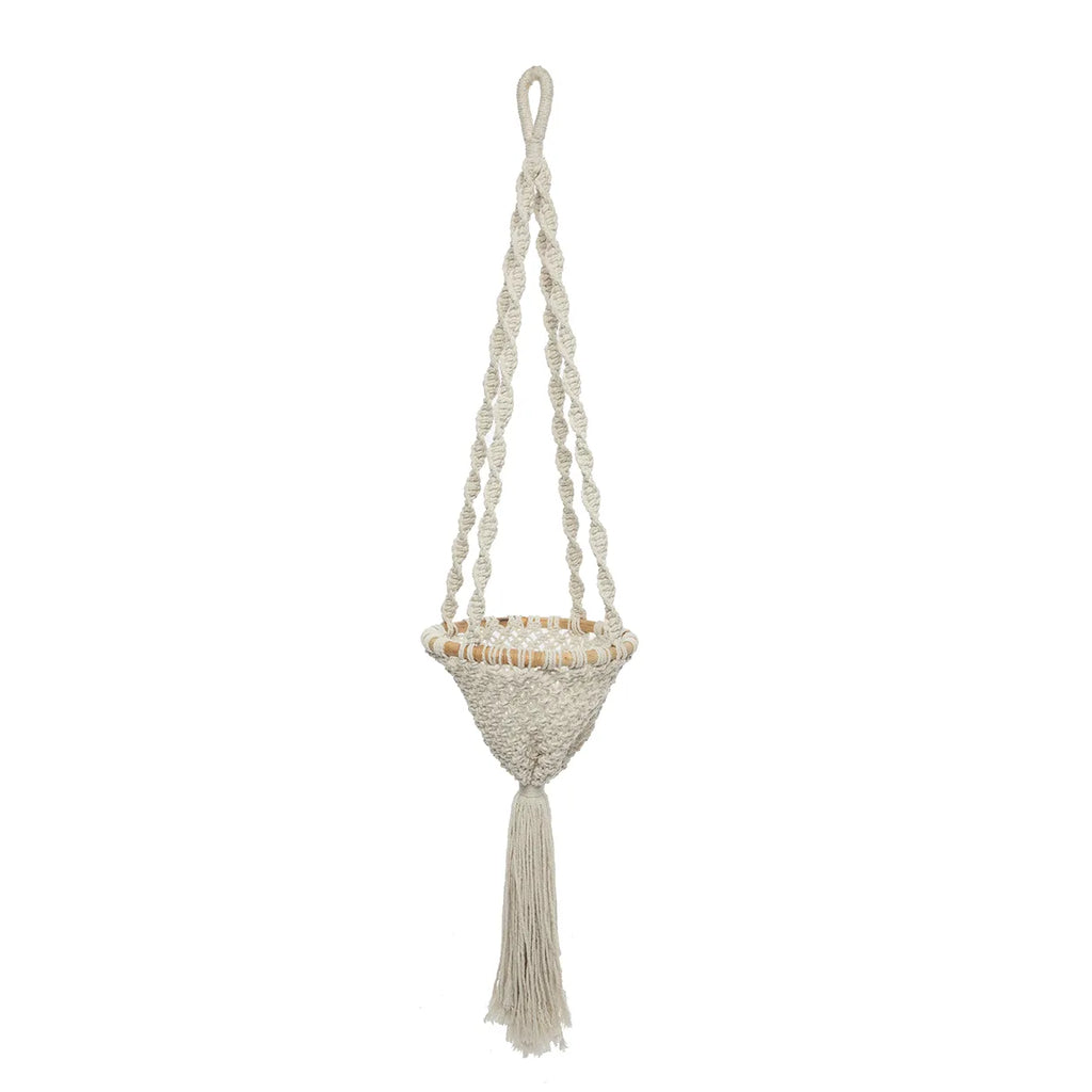 The Twisted Macrame Plant Hanger - Natural White - L