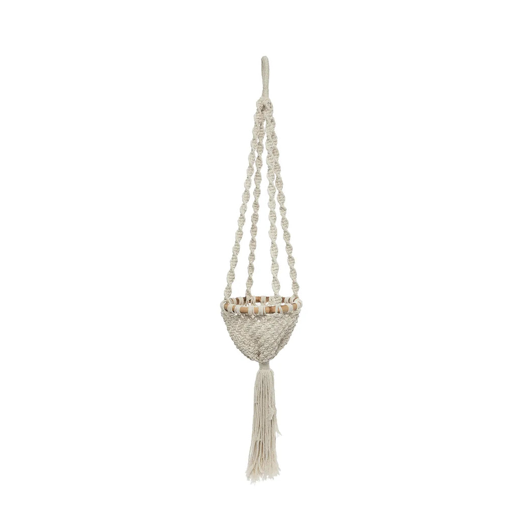 The Twisted Macrame Plant Hanger - Natural White - S
