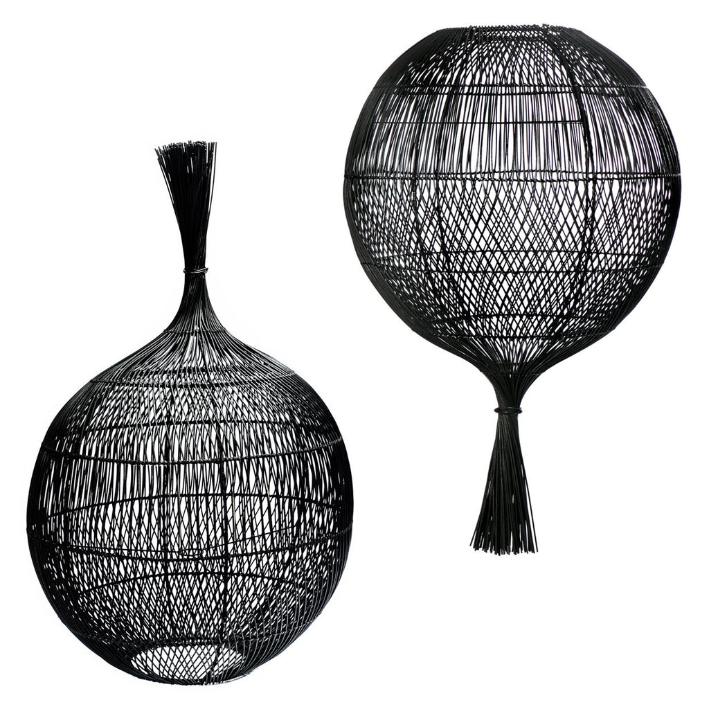 The Wonton Floor and Hanging Lamp - Black