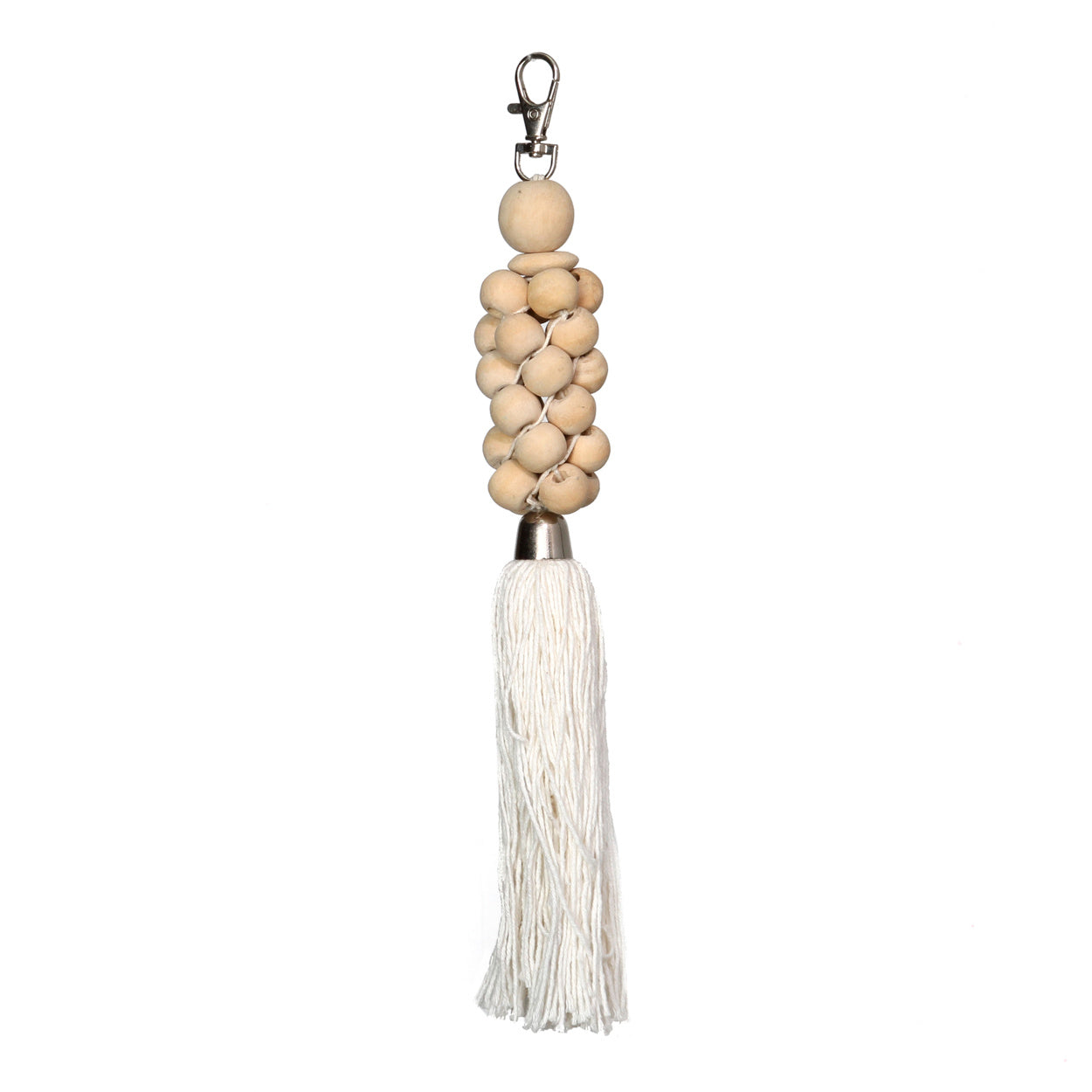 De Wooden Beads Sleutelhanger - Naturel Wit Bazar Bizar