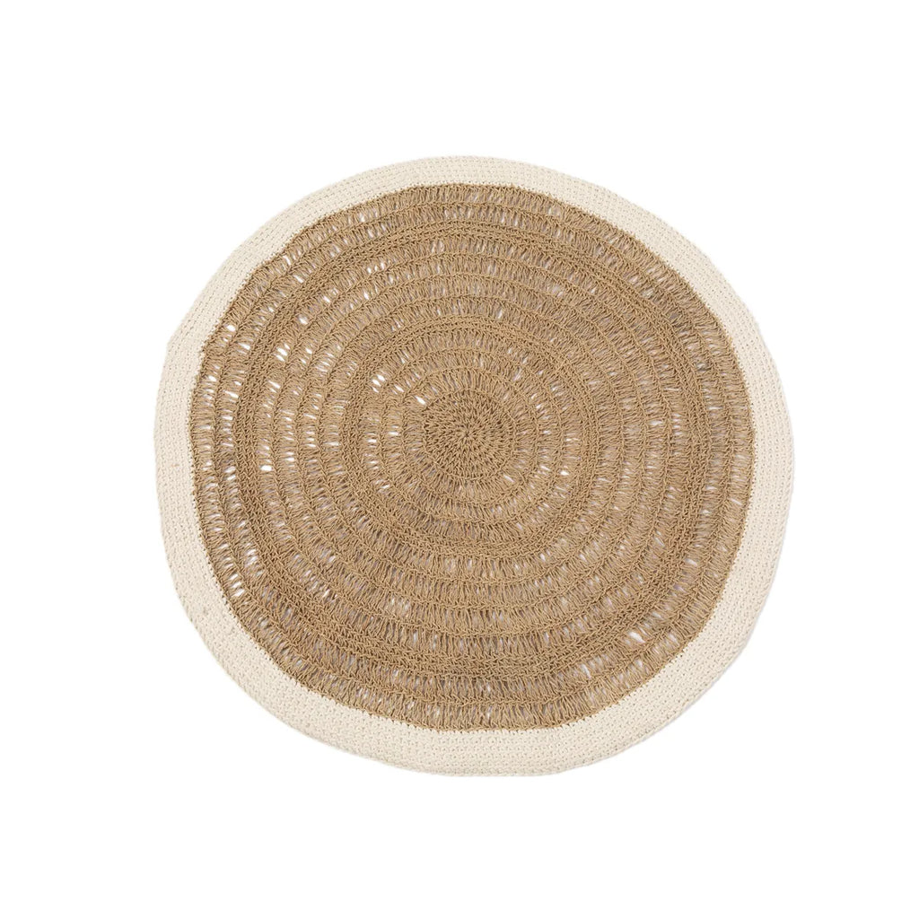 Le tapis rond en jonc de mer et coton - Blanc naturel - 100