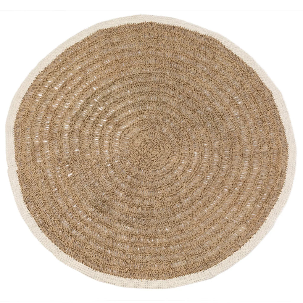 Le tapis rond en jonc de mer et coton - Blanc naturel - 150