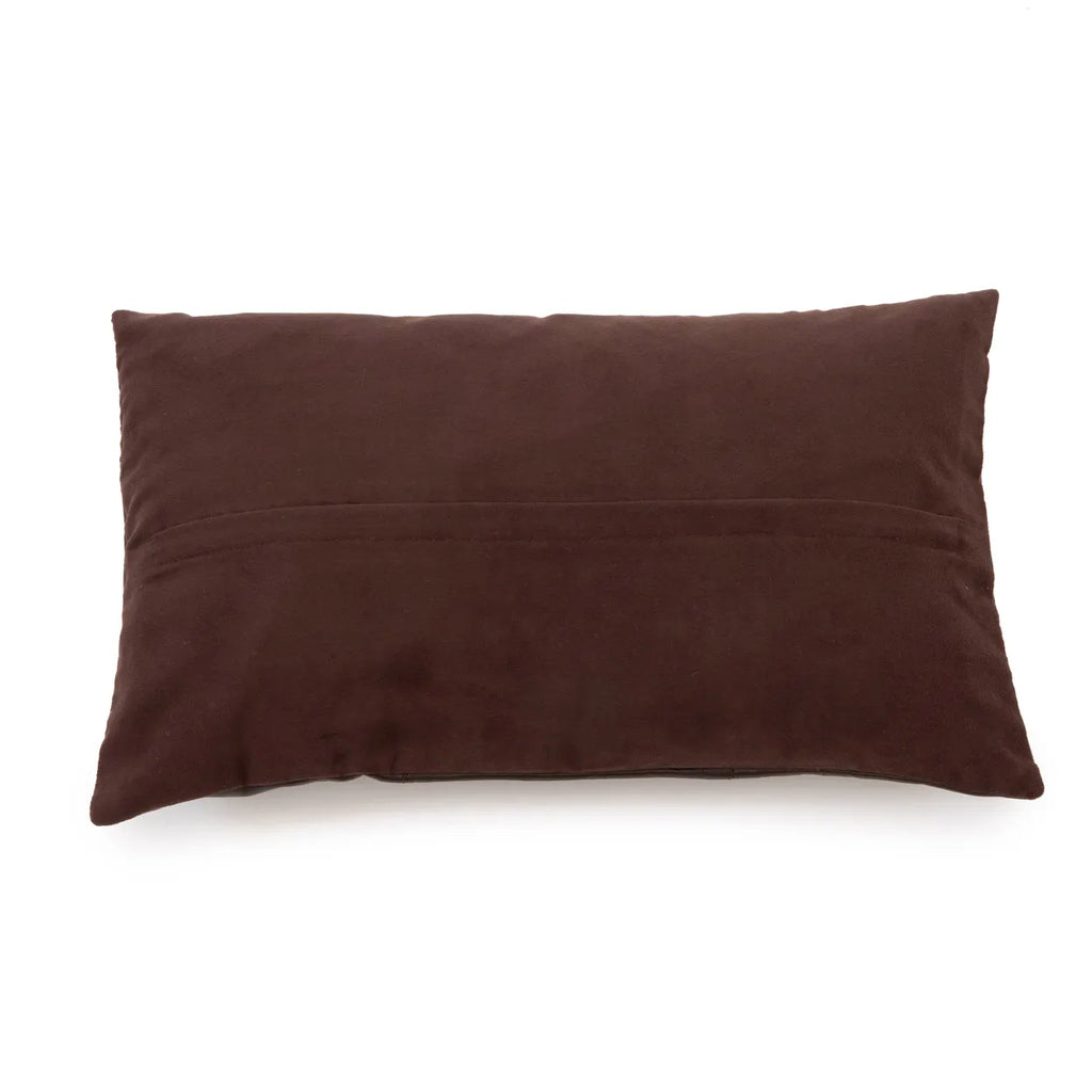 Housse de Coussin en Cuir Six Panneaux - Chocolat - 30x50