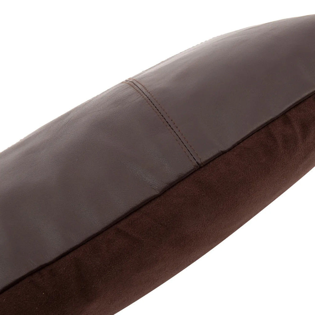 Housse de Coussin en Cuir Six Panneaux - Chocolat - 30x50