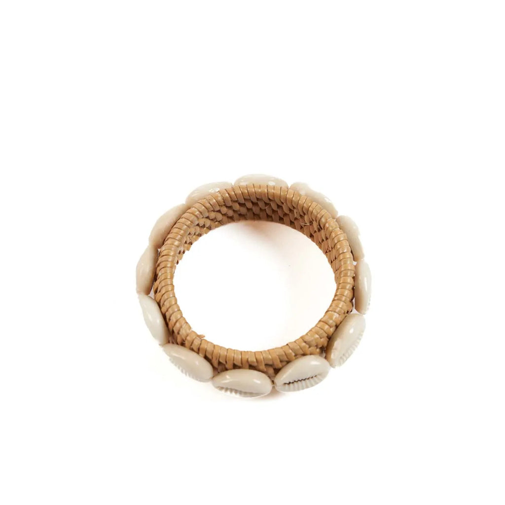 The Rattan Shell Napkin Ring - Natural White - Set of 4